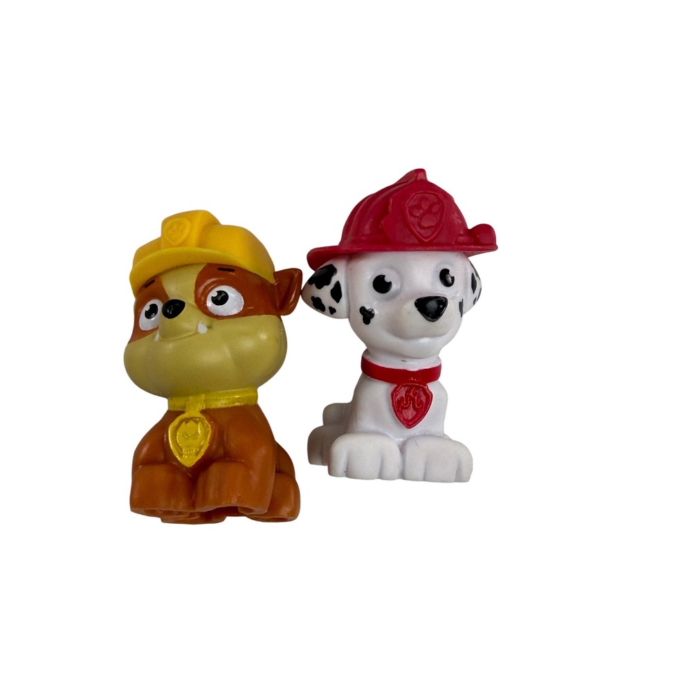 PAW Patrol Marshall and Rubble Mini Figures Red Yellow White Brown Lot 2